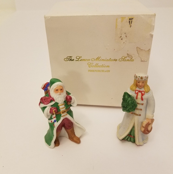 Lenox Other - Vintage Lenox 2 Miniature Santa Mrs Claus Fine Porcelain Collection Figurines